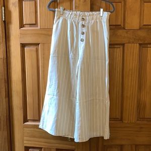 Yellow/White Linen Pants, Size 8
